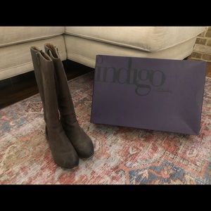 Tall Leather Riding Boots - Indigo by Clarks
